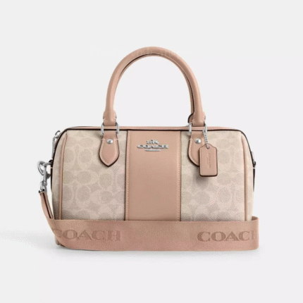 Coach Rowan Satchel Bag In Signature Canvas Silver/Sand?taupe(CW376)